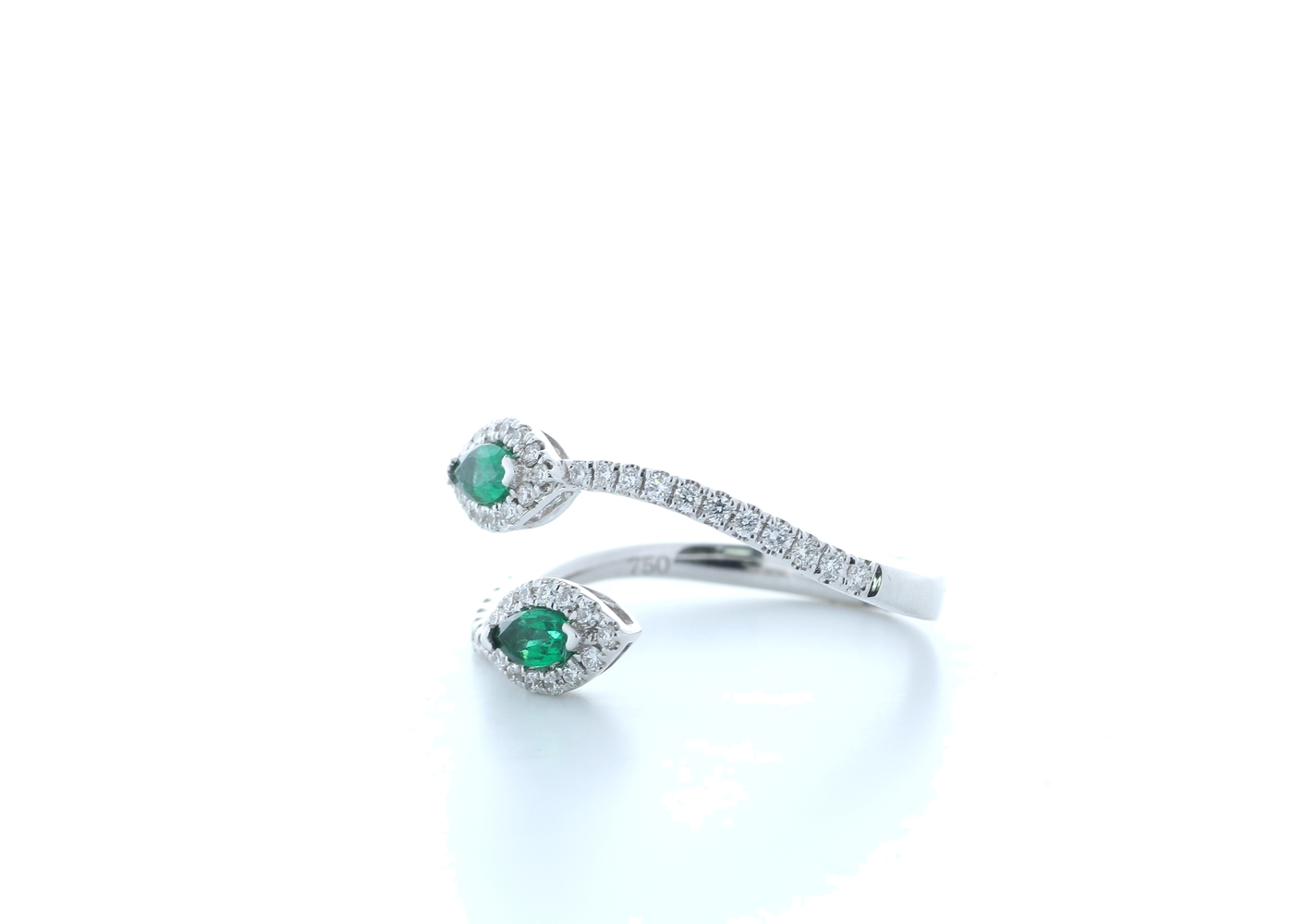 18ct White Gold Diamond And Emerald Ring 0.27E 0.30 Carats - Image 2 of 5