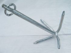 1 x 20kg galvanised four prong grapnel anchor with ring (anfp20a)
