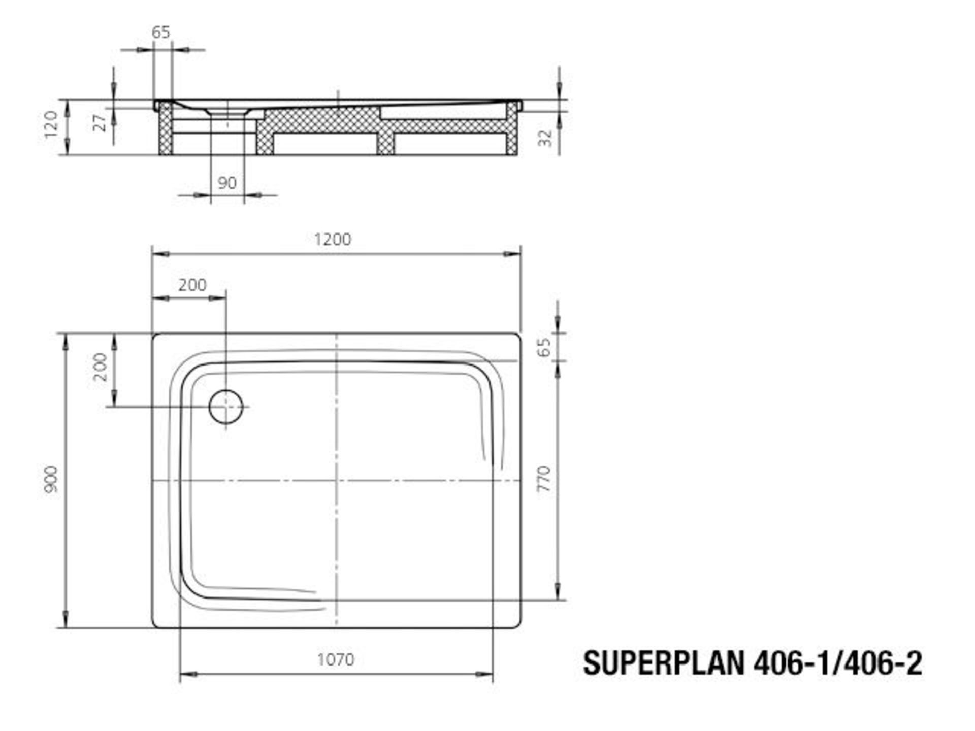 Kaldewei ST SUPERPLAN shower tray, 900x1200x25, anti-slip, alpine white, easy-clean finish. RRP £390 - Image 2 of 3
