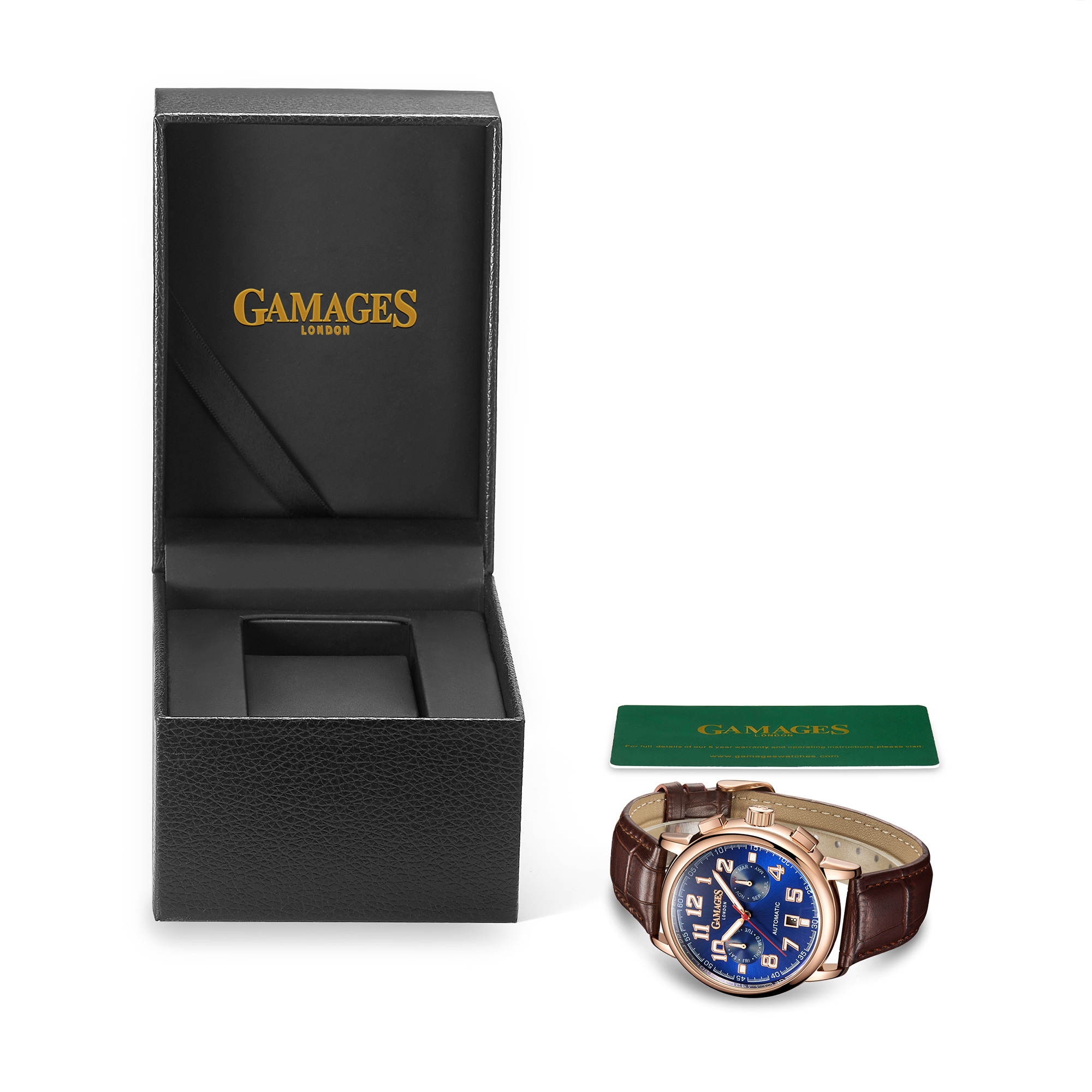 Limited Edition Hand Assembled Gamages Triple Date Automatic Rose – 5 Year Warranty & Free Delivery - Image 2 of 3