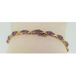 9ct (375) Yellow Gold Amethyst Fancy Link Bracelet