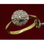 Vintage 18ct (750) Yellow Gold Diamond Cluster Ring