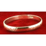 Sterling Silver Hammer Finished Handmade Round Bangle - 8.5mm Wide