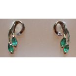 9ct (375) Yellow Gold Emerald & Diamond Vine Stud Earrings