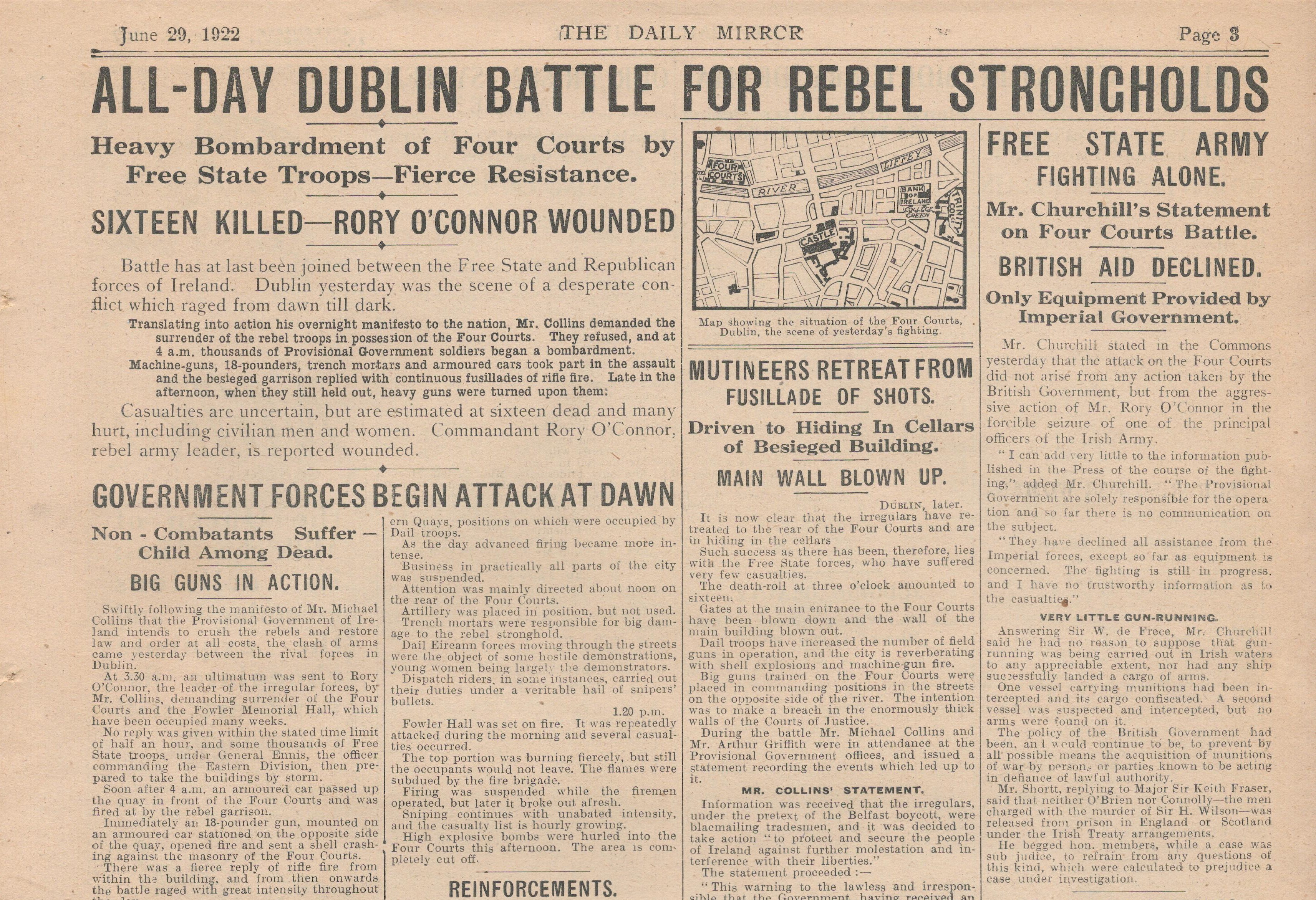 Original 1922 Newspaper Irish The Battle Of Dublin Rare Reports & Images - Image 4 of 5