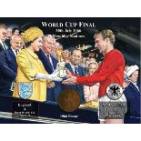 World Cup 1966 England "Bobby Meets The Queen" Original Penny Metal Montage