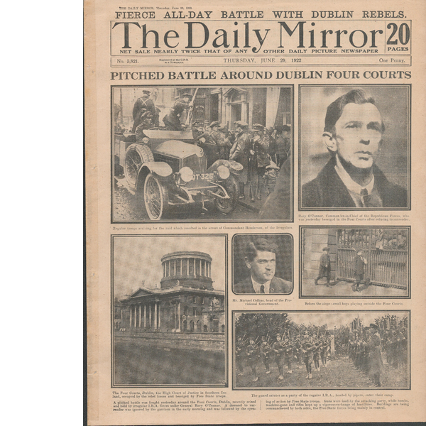 Original 1922 Newspaper Irish The Battle Of Dublin Rare Reports & Images