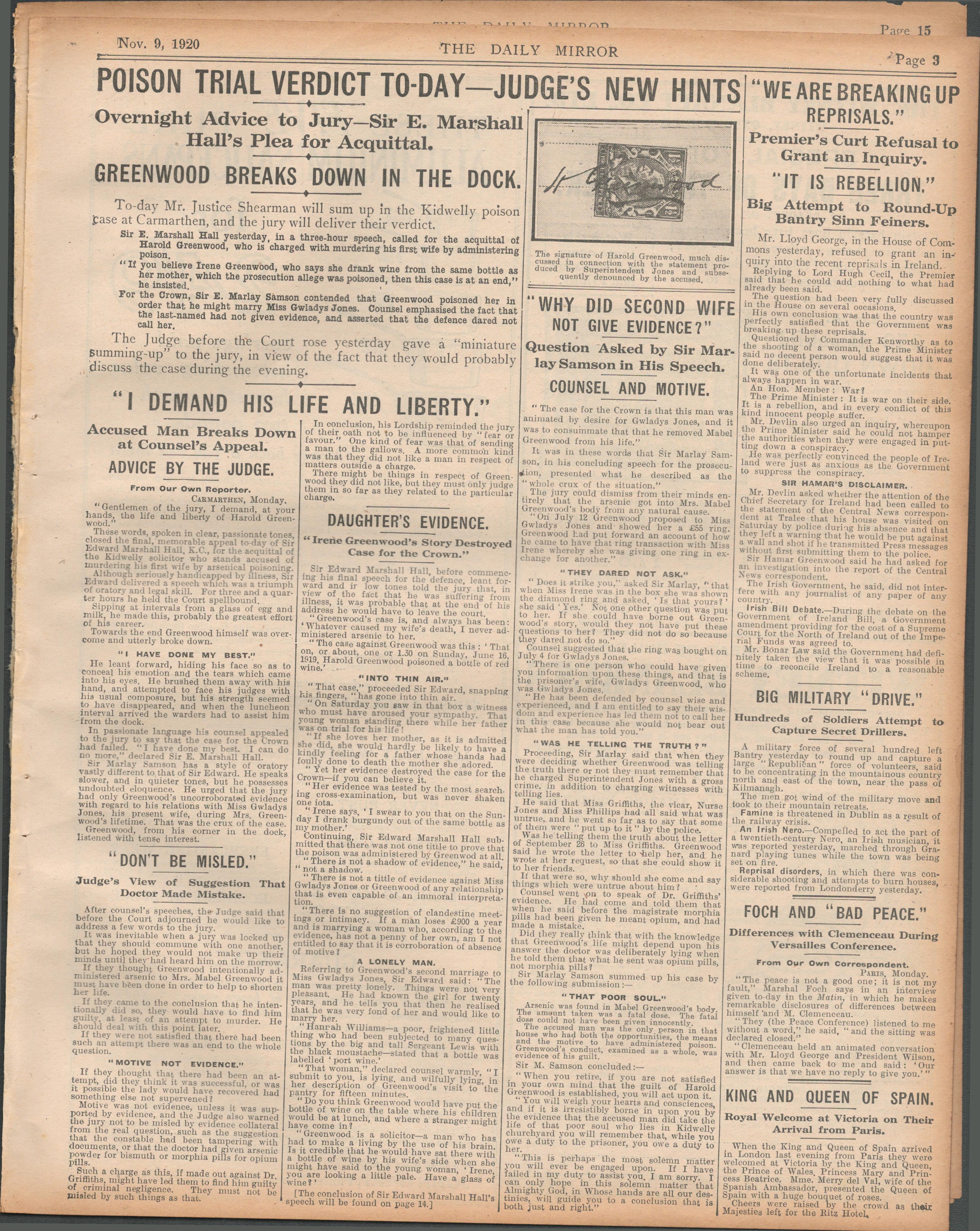 3 Original War Of Independence 1920 Newspapers Each With News Reports-4 - Image 2 of 3