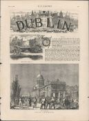 6 Original Antique Wood Grain Prints Of Dublin Life In 1878