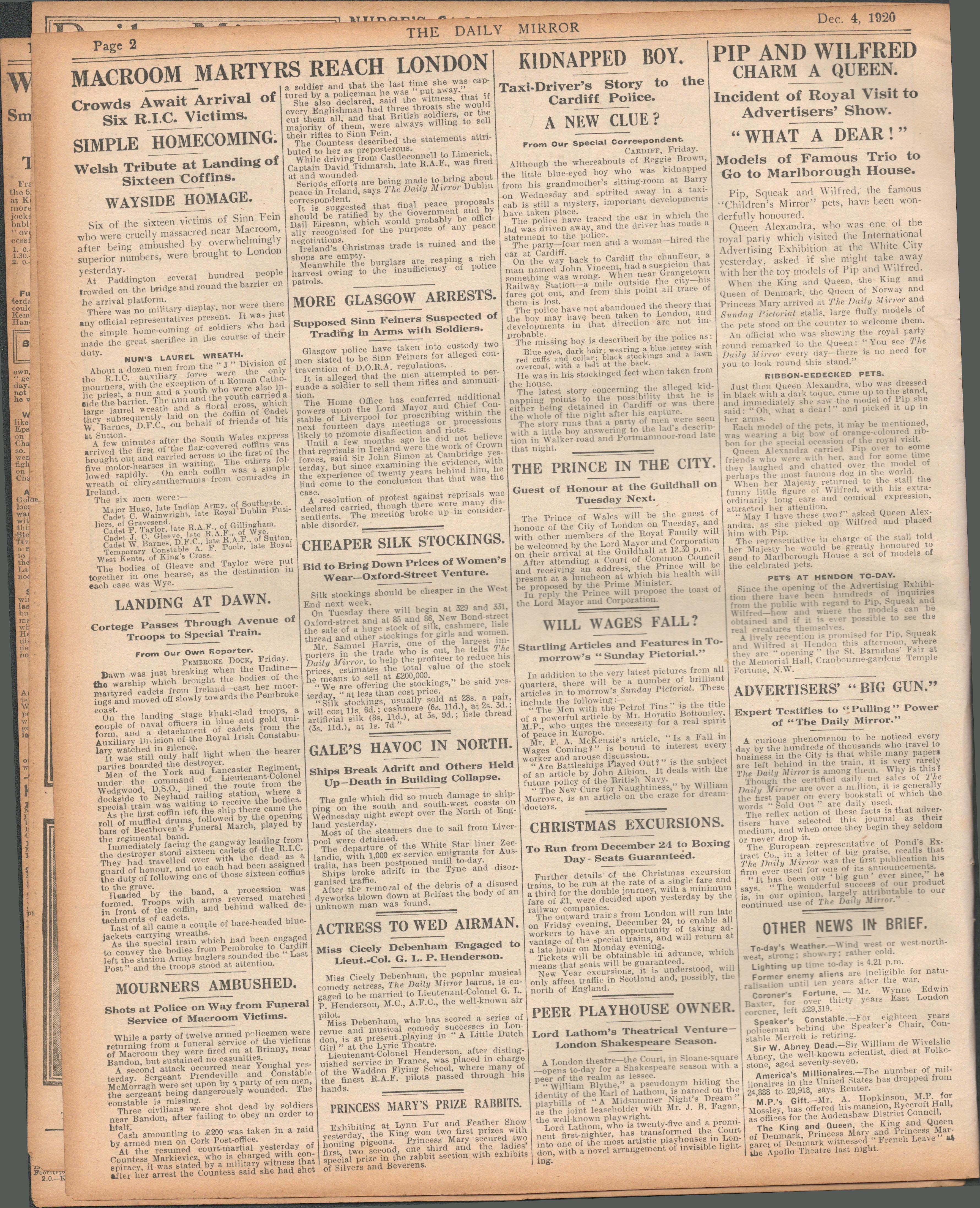 Flying Columns Around Cork Incidents 1920 War Of Independence Newspaper - Image 2 of 3