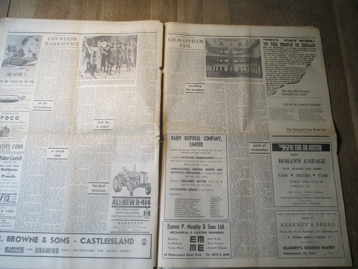 Original The Corkman Newspaper April 9th 1966. 50th Ann Easter Rising - Image 2 of 5