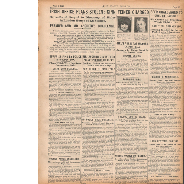 Original Irish War Of Independence Newspaper Reports & Headlines