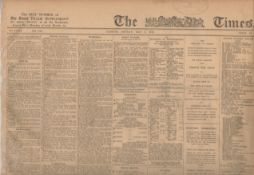 Original Times Newspaper Dated 1st Of May 1916 The Easter Rising Reports