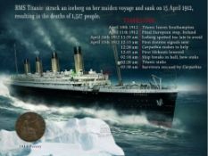 The Sinking Of The Titanic Designed Licensed 1912 Original Penny Metal Plaque