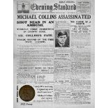 Michael Collins The Civil War Original 1922 Death Penny Metal Plaque