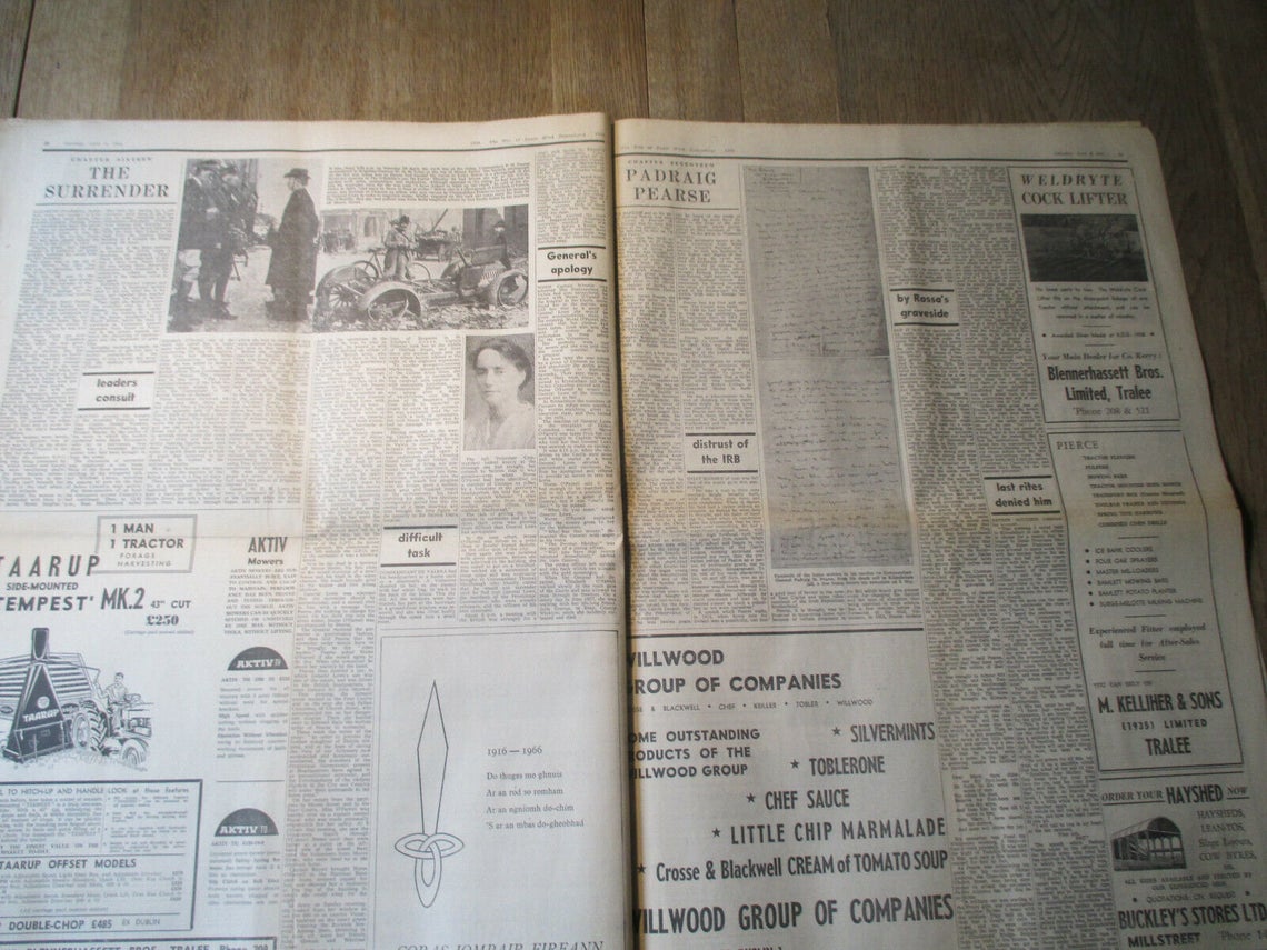 Original The Corkman Newspaper April 9th 1966. 50th Ann Easter Rising - Image 3 of 5