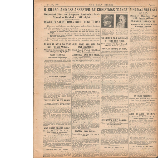 Original Irish War Of Independence Newspaper Reports & Headlines - Image 2 of 2