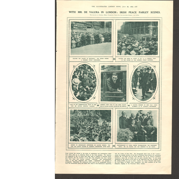 De Valera in London Peace Parley Scenes Original 1921 Print