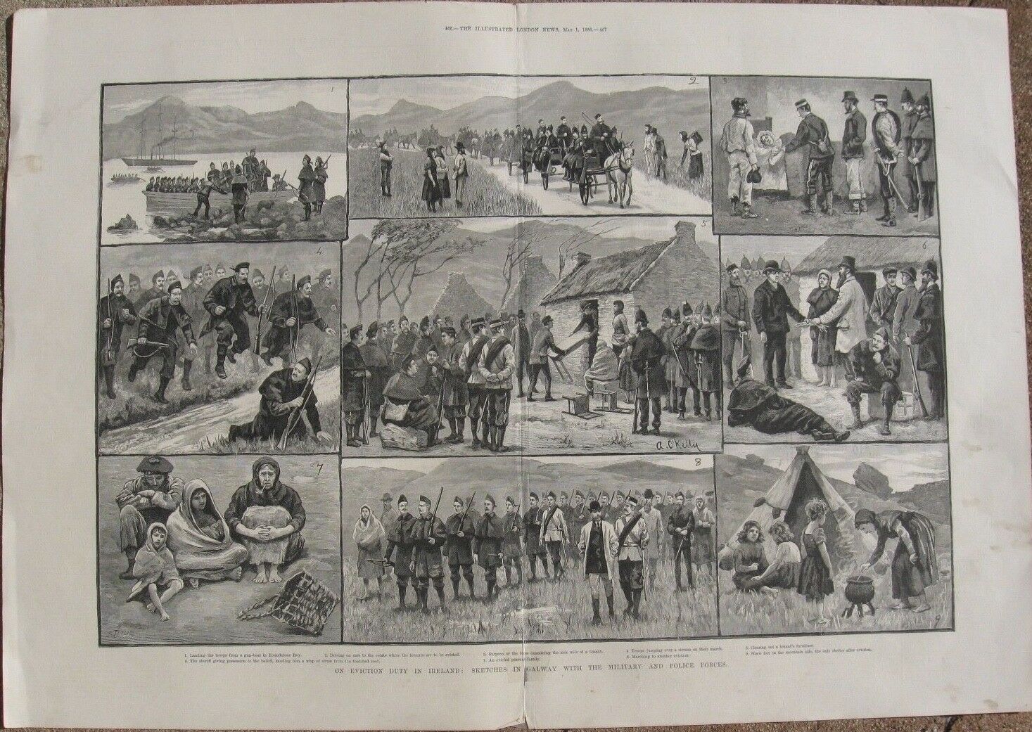 Eviction Duty in Ireland - Sketches in Galway with the Military and Police Forces 1886