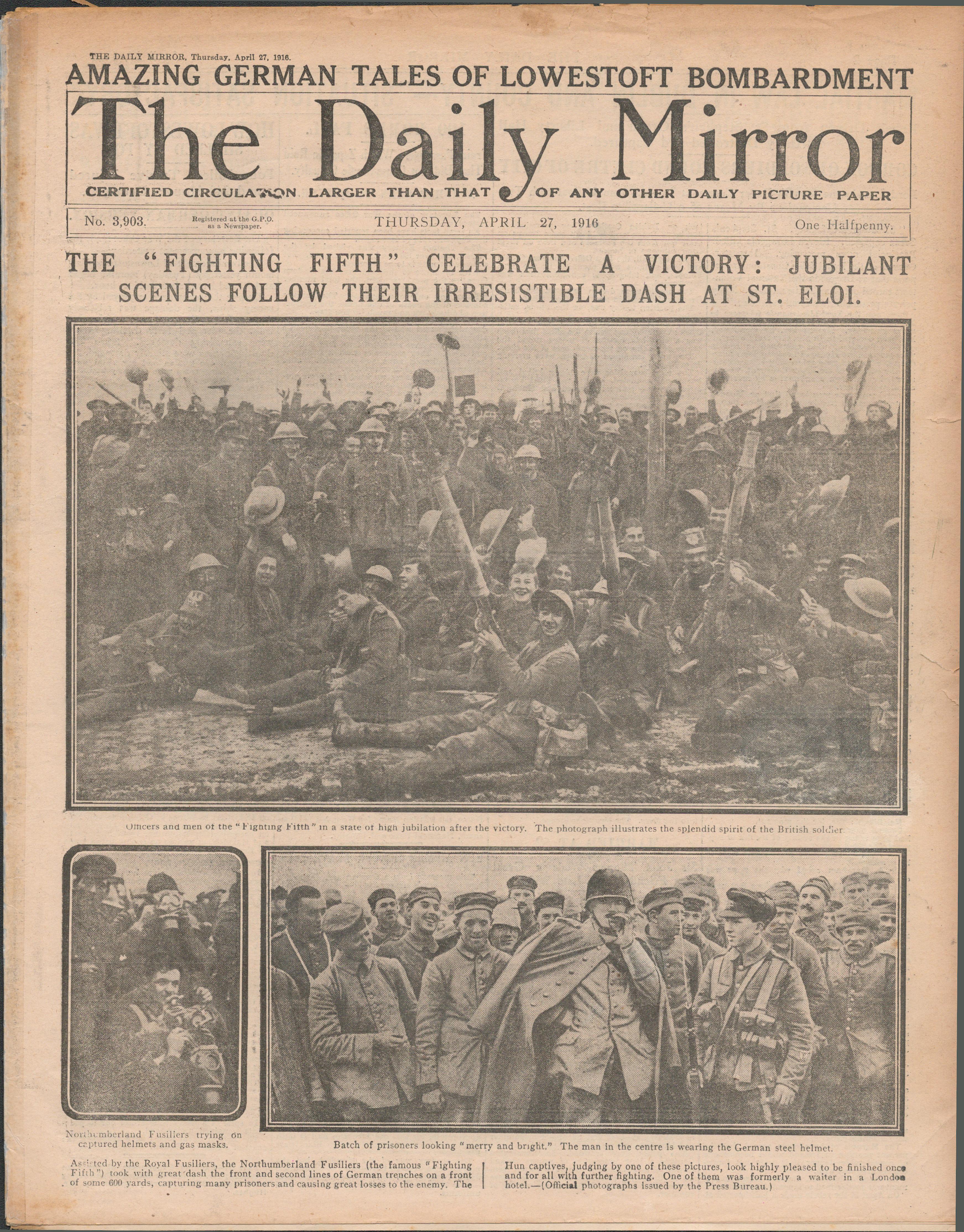 1916 Easter Rising Original Newspaper "Martial Law In Dublin" Casement Arrested - Image 3 of 3