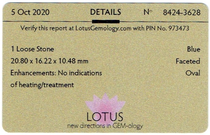 Lotus Certified 31.00Cts 100% Natural Indigo Blue Colour East Africa Sapphire - Image 8 of 9
