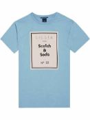 Scotch & soda light blue chic artwork casual crewneck tshirt uk m rrp £50