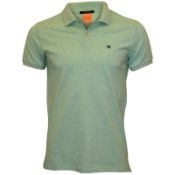 Scotch & soda premium pique men's short sleeved polo shirt, jade green melange uk l rrp £70