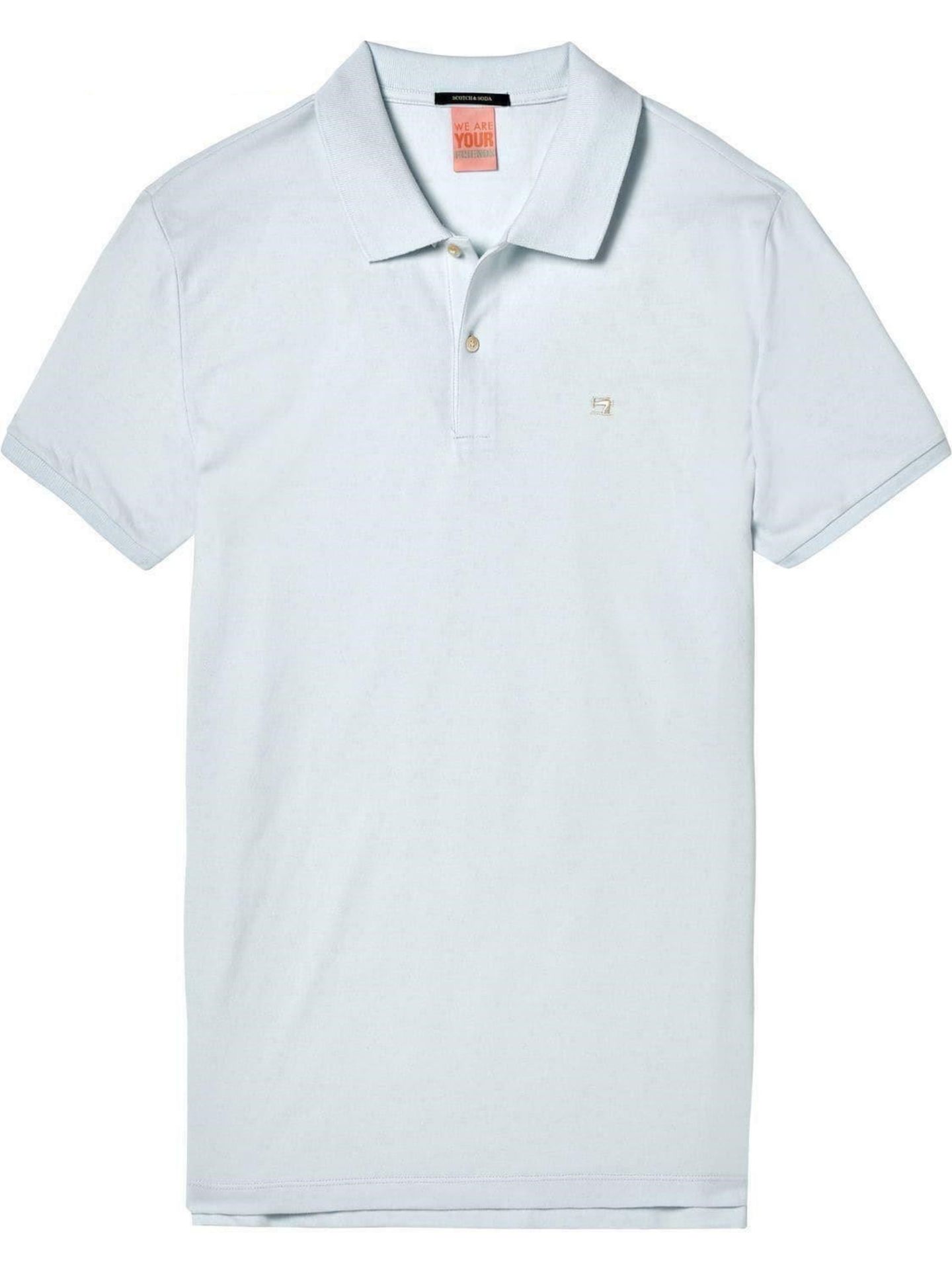 Scotch & soda light blue smart casual pique men's polo shirt uk xl rrp £70