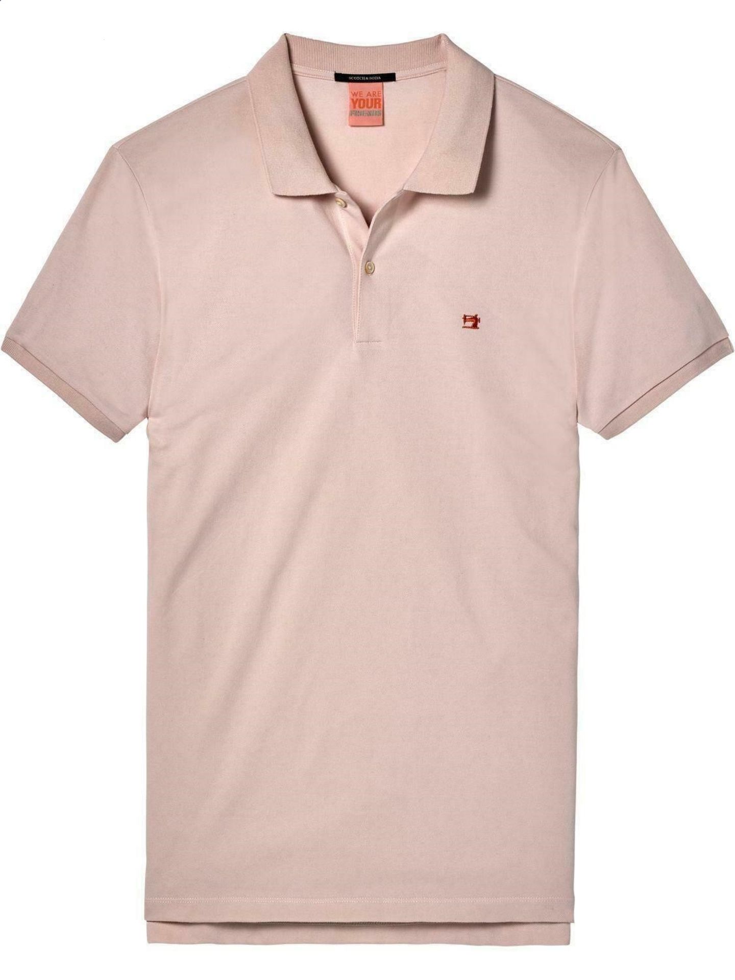 Scotch & soda pink smart casual pique crewneck men's polo shirt uk m rrp £70