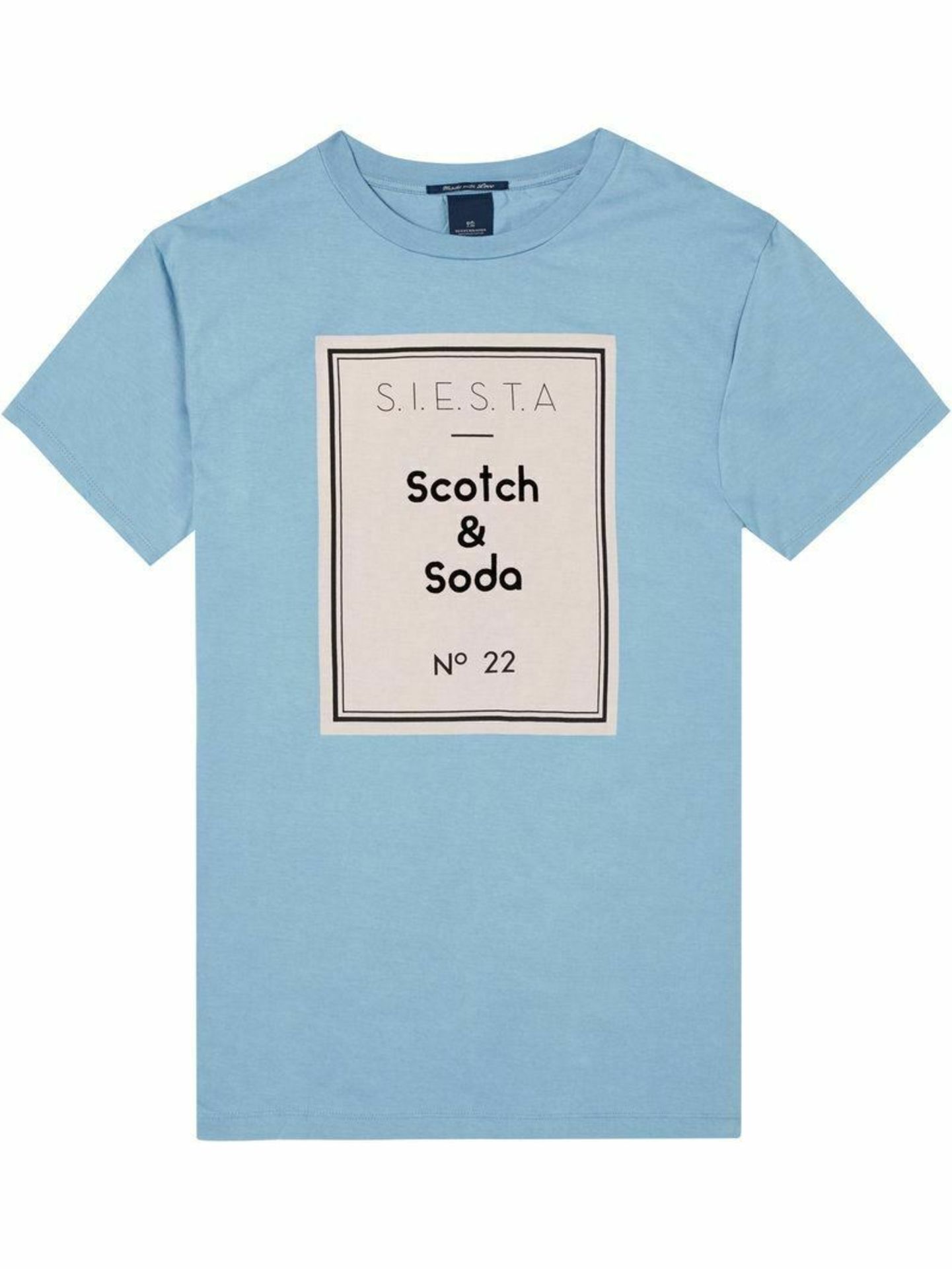 Scotch & soda light blue chic artwork casual crewneck tshirt uk xl rrp £50