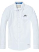 Scotch & soda men's white dress shirt with patterned breast pocket uk m rrp £90