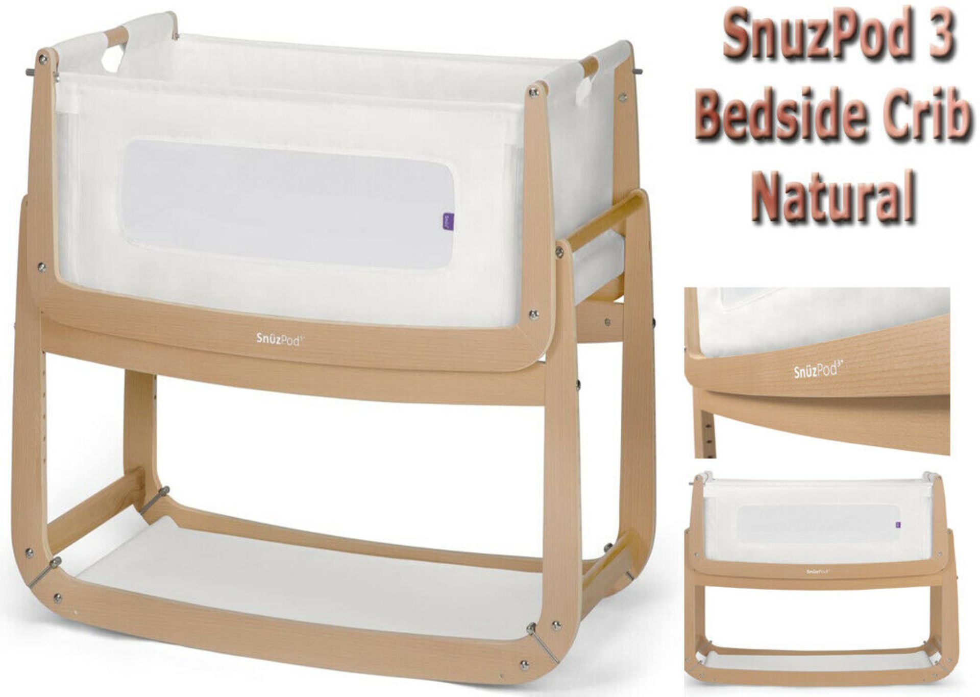 new snuzpod 3 bedside crib natural rrp £249