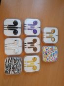 8 x mix styles high quality earphones with volume control and mic rrp£40