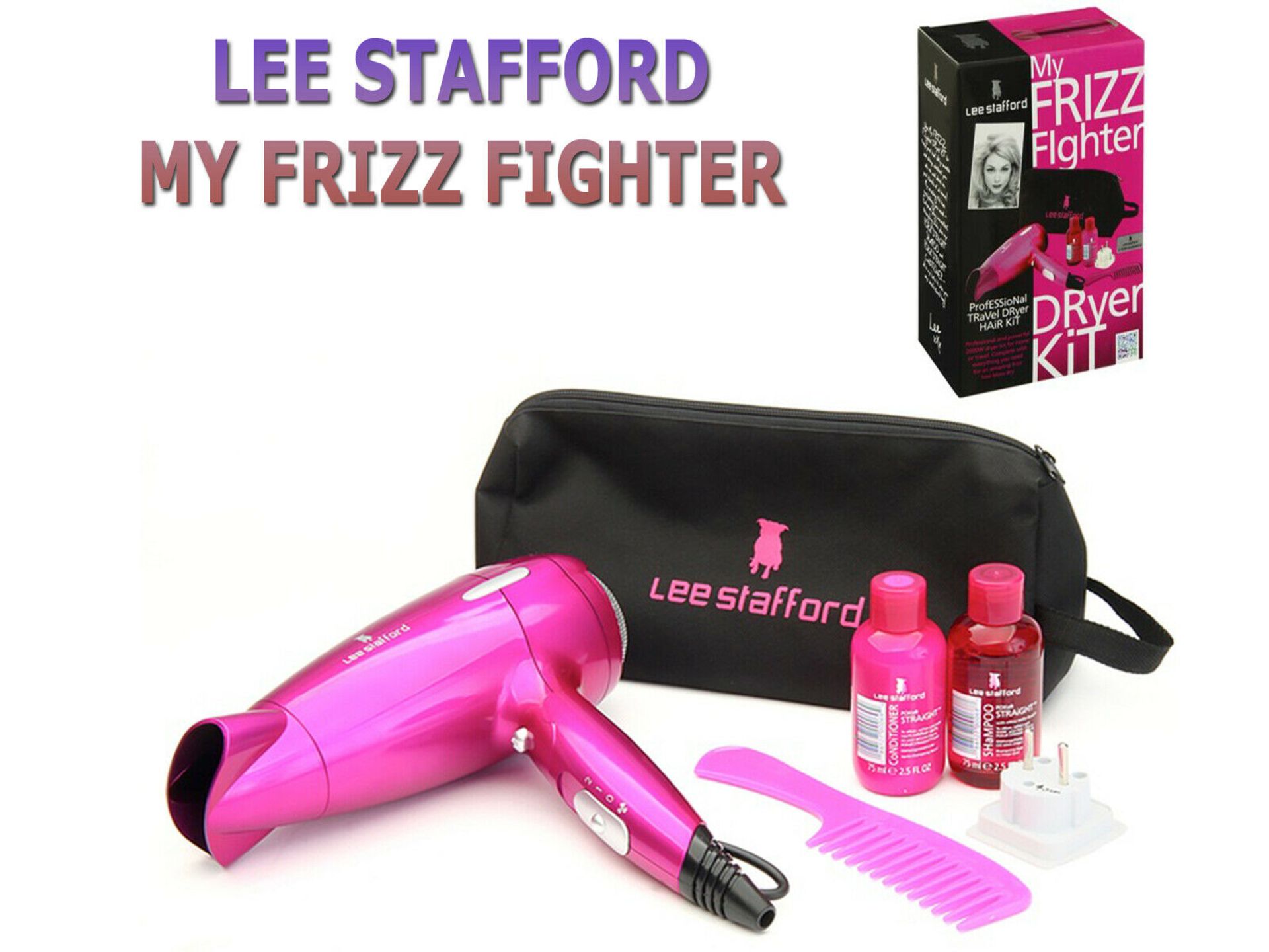 new lee stafford frizz fighter travel hair kit and poker straighteners rrp£99