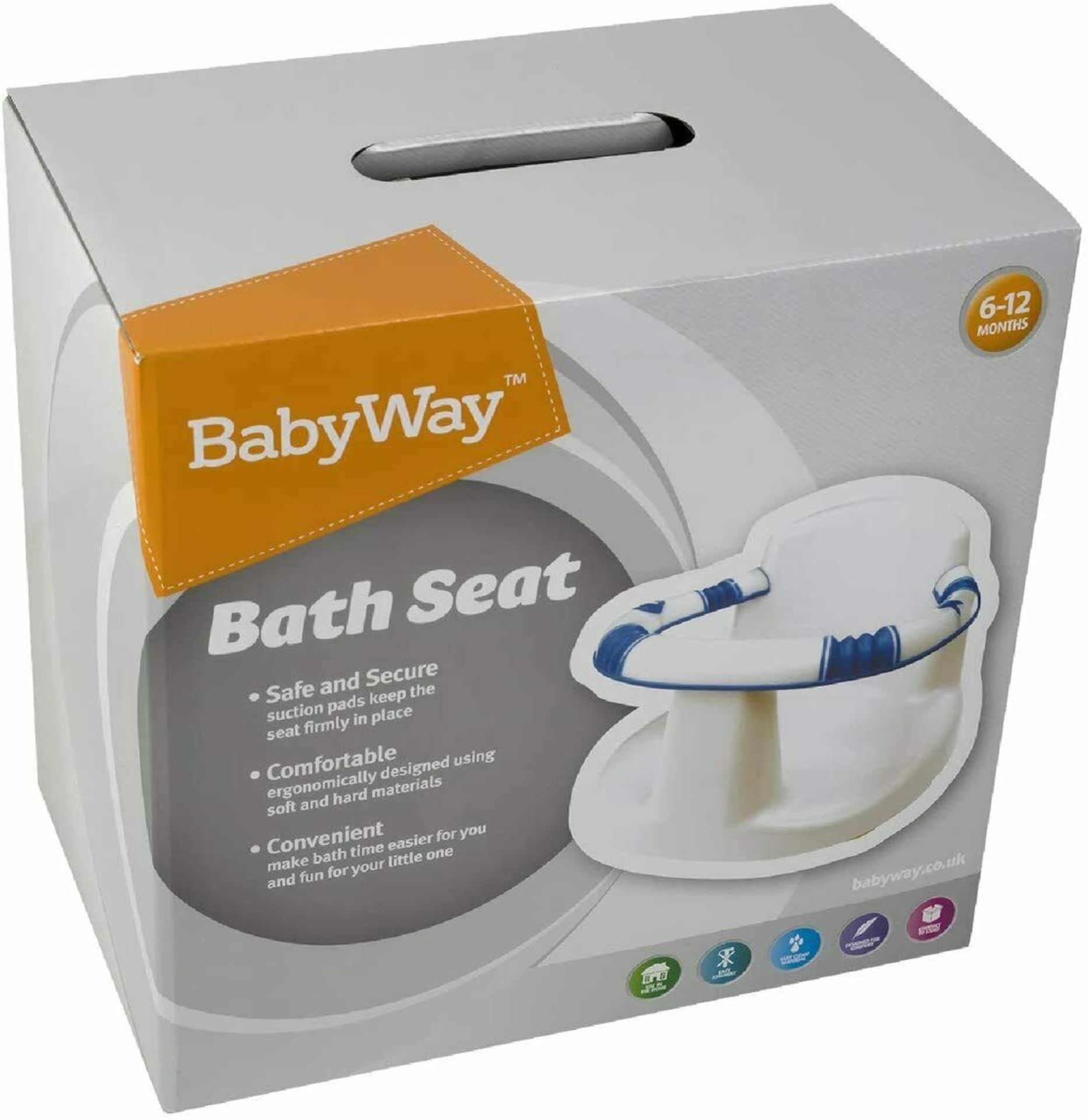 new babyway 6m-12m baby bath support seat 4x suction pad