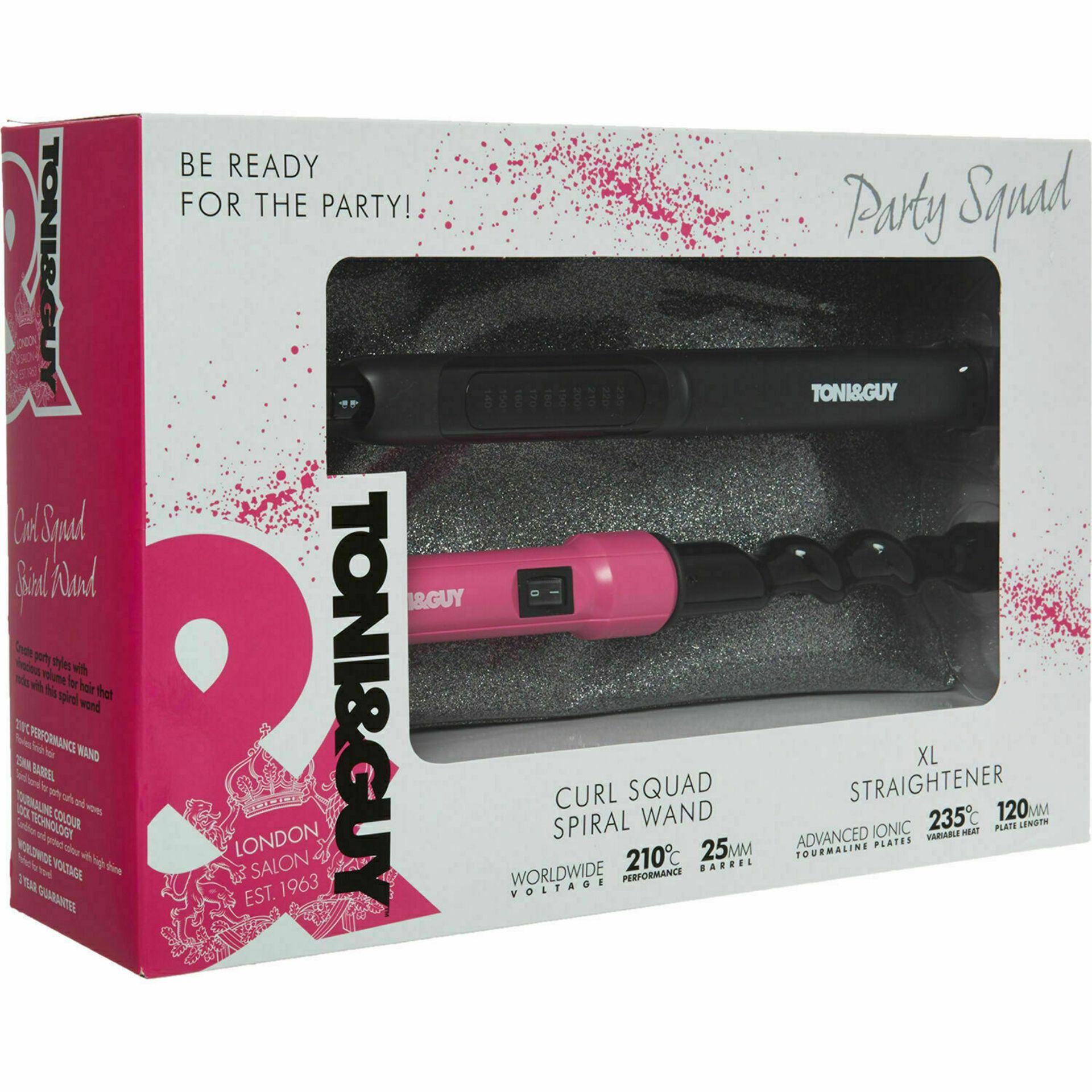 new toni & guy party squad straightener & spiral wand gift set christmas gift rrp£99 - Image 2 of 3