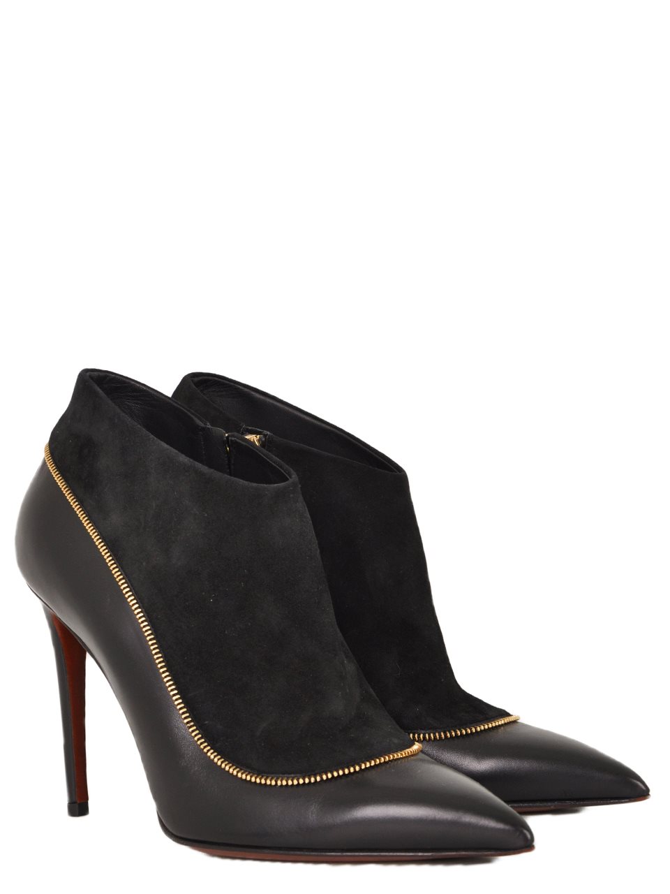 Louis Vuitton - Zip Trimmed Suede and Leather Bootie - Image 3 of 5