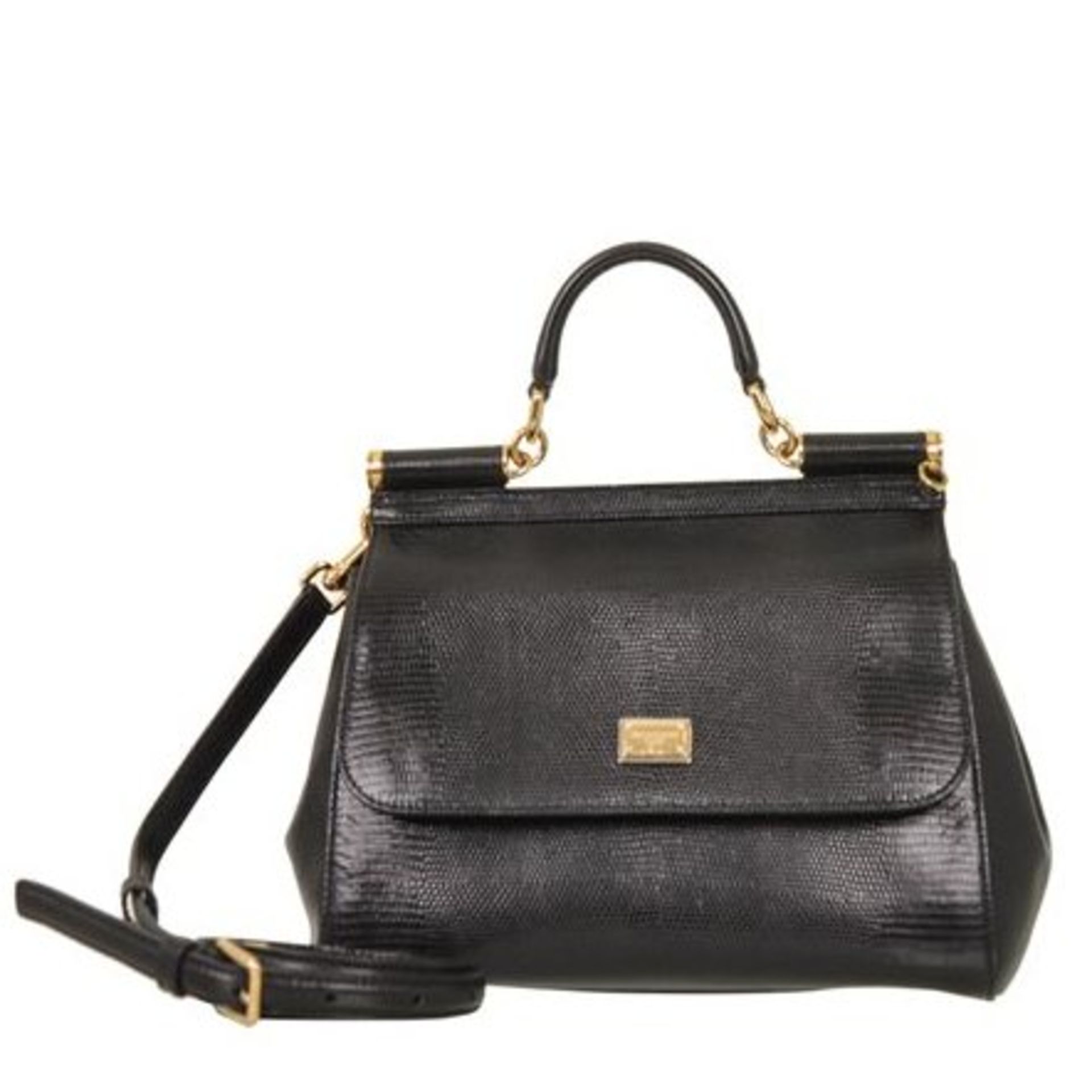 Dolce & Gabbana - iguana-print-calfskin-Sicily-leather hand and shoulder bag