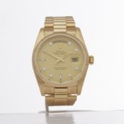 Rolex Day-Date 36 18038 Unisex Yellow Gold Diamond Watch