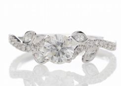 18ct White Gold Single Stone Diamond Ring With Stone Set Shoulders (0.55) 0.91 Carats