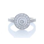 18ct White Gold Single Stone With Halo Setting Ring (0.50) 1.00 Carats