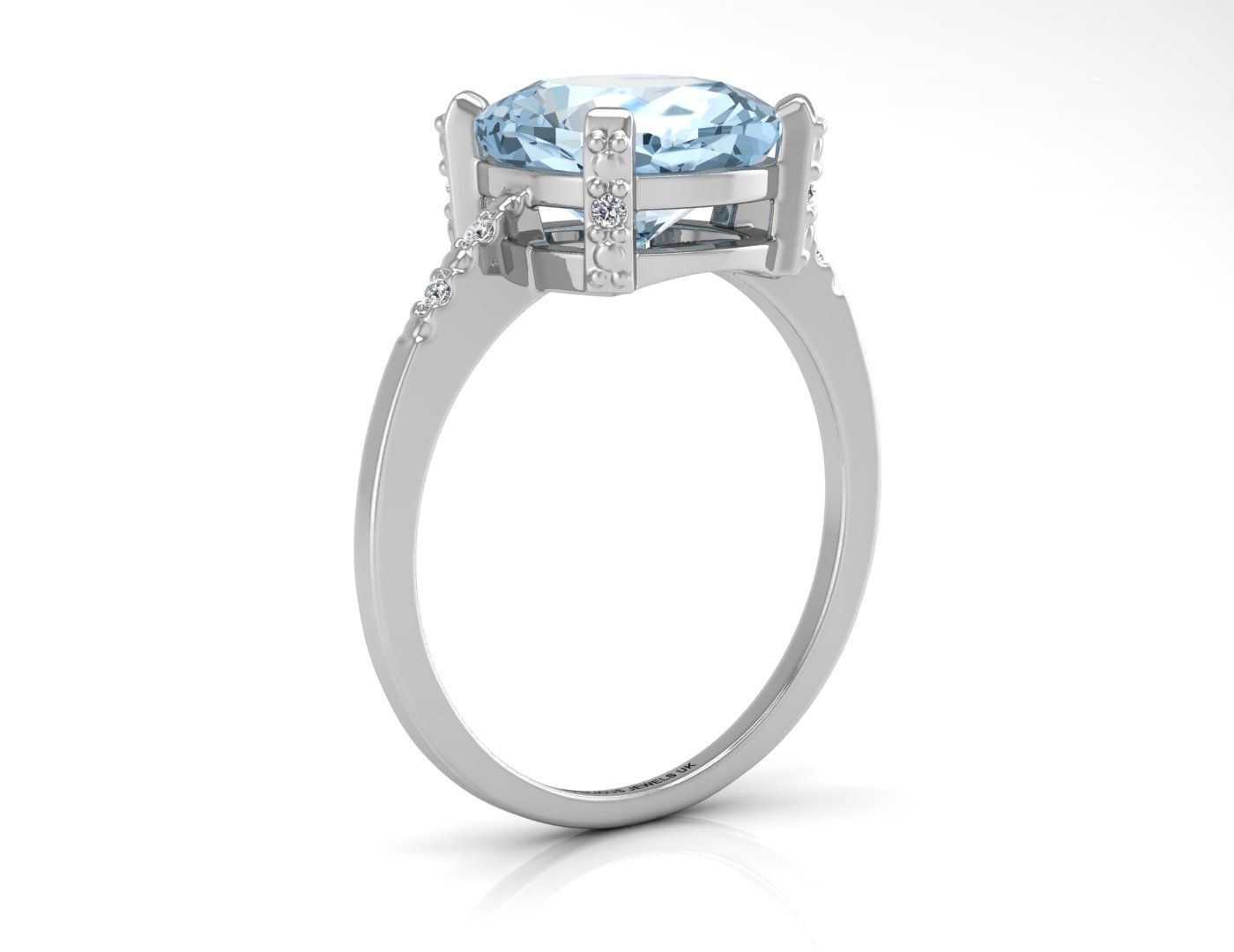 9ct White Gold Diamond And Blue Topaz Ring 0.04 Carats - Image 2 of 4