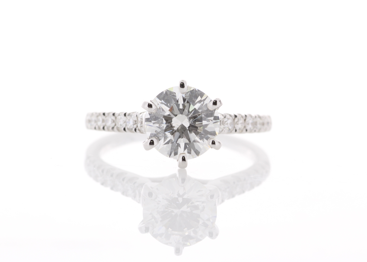 18ct White Gold Single Stone Prong Set With Stone Set Shoulders Diamond Ring (1.56) 1.85 Carats