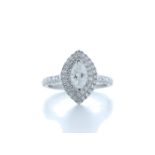 18ct White Gold Marquise Diamond Halo Ring 1.15 (0.52) Carats
