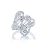 18ct White Gold Fancy Cluster Diamond Ring 1.15 Carats