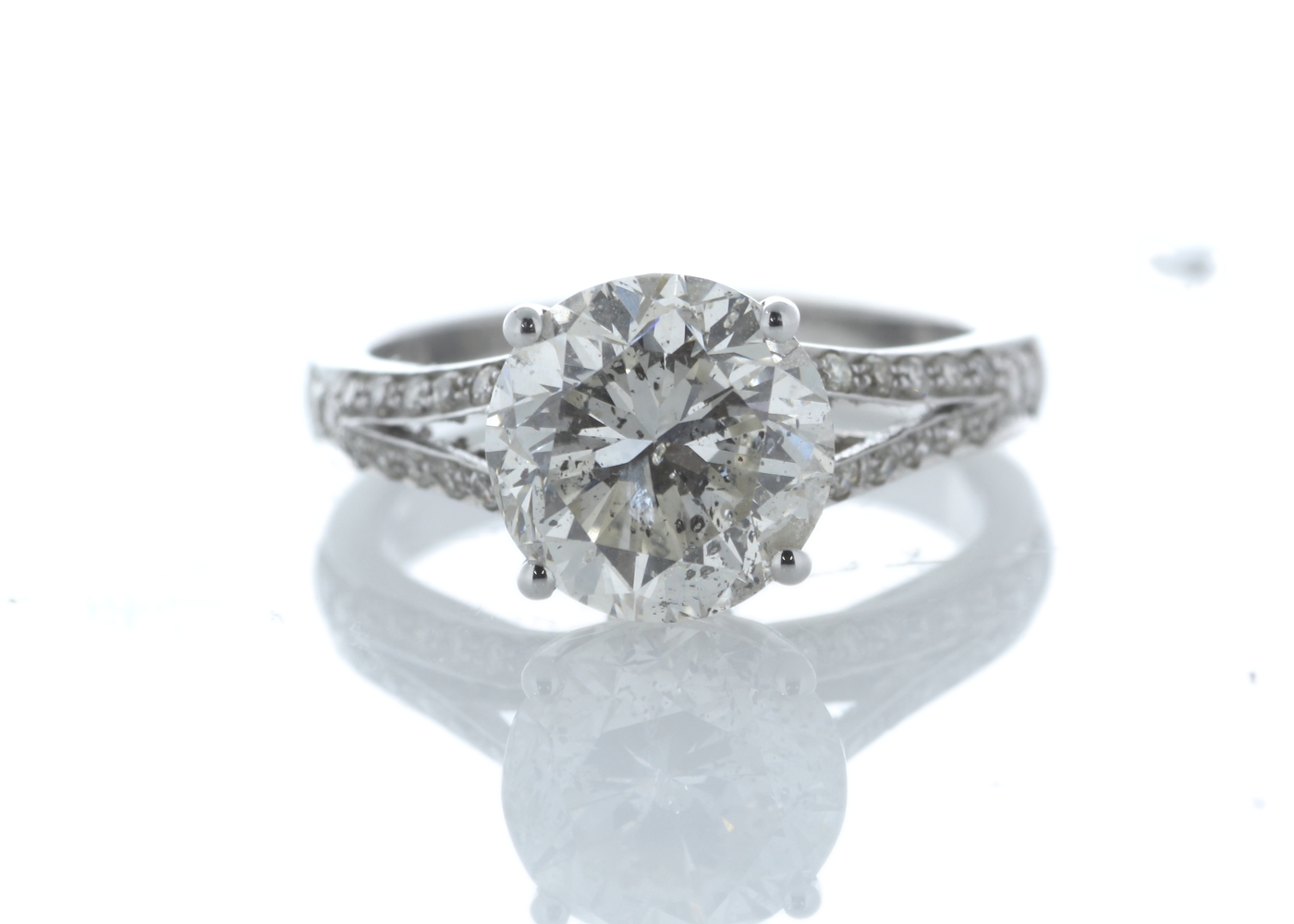 18ct White Gold Single Stone Prong Set With Stone Set Shoulders Diamond Ring 3.56 Carats