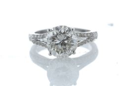 18ct White Gold Single Stone Prong Set With Stone Set Shoulders Diamond Ring 3.56 Carats