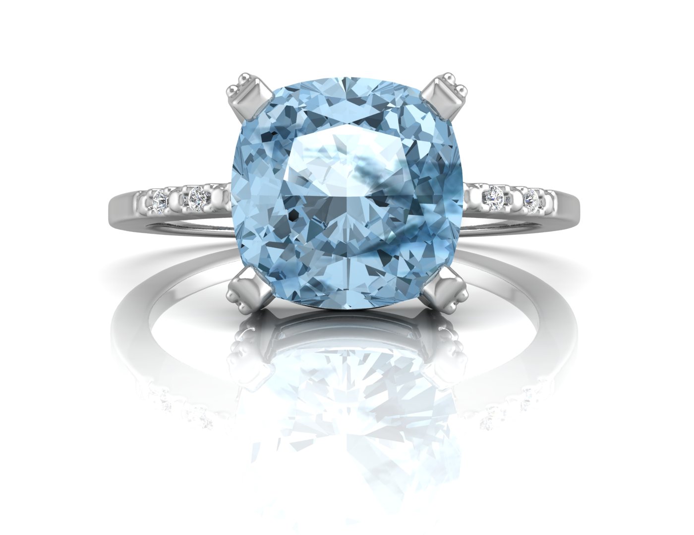 9ct White Gold Diamond And Blue Topaz Ring 0.04 Carats - Image 4 of 4