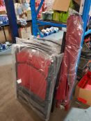 4 X Red Mesh Folding Chairs & 1 X Red Parasol (Looks As New)