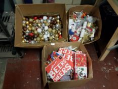 Contents Of 3 Boxes Ð To Inc Christmas Baubles, Gift Tags, Mini Trees, Gift Bags & Christmas Cards